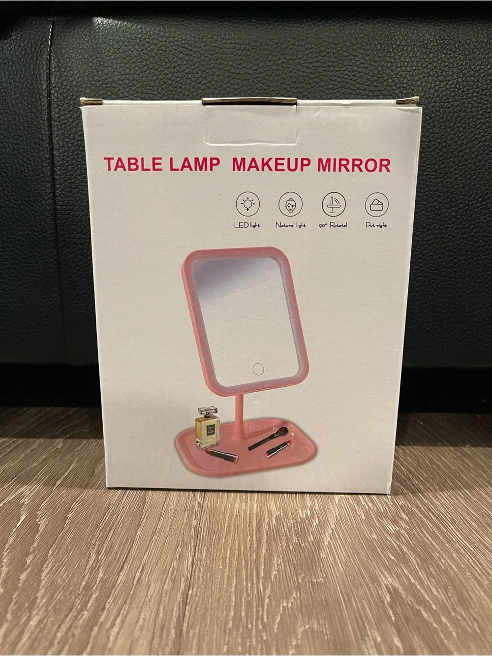 LED Table Lamp Makeup Mirror with tray - Pink